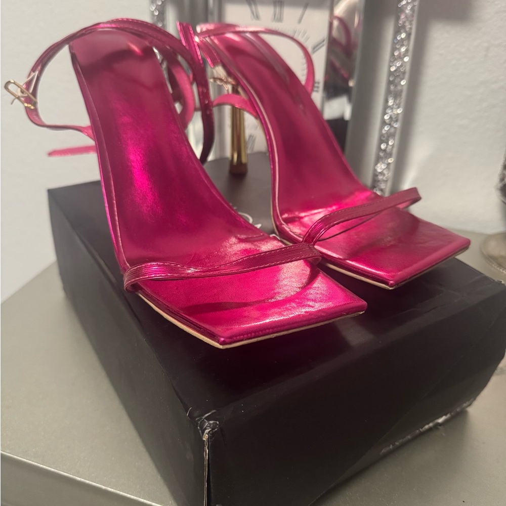 Pink Metallic Stiletto Heels
